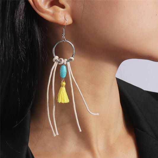 Yellow Blue Tassel Dangle Drop Earrings Women Charms Earring Fashion Creative