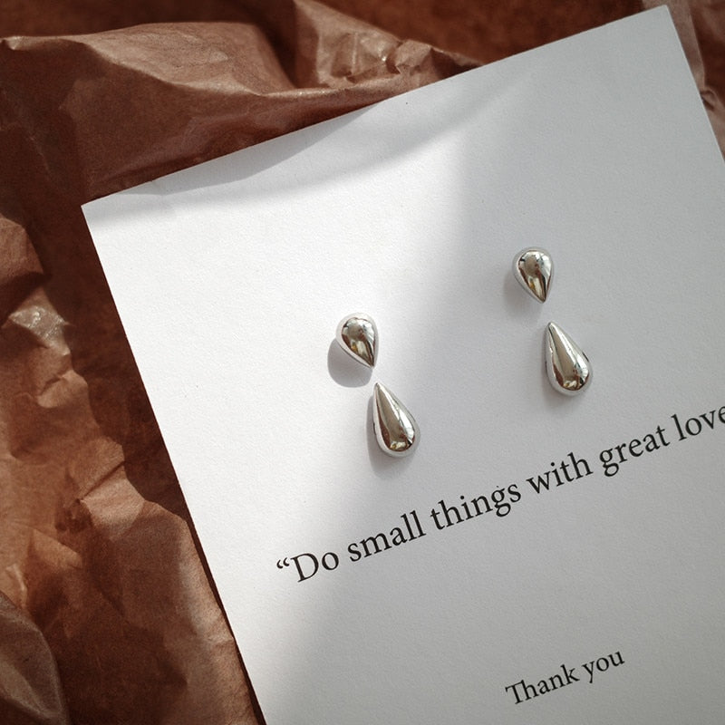 Silver Drip Stud Earrings Fashion Elegant Women Creativity Earrings