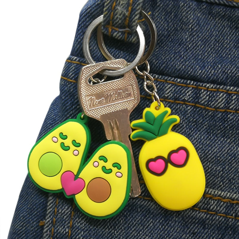 14 Styles PVC Cute Keychain Lovely Fruit Pineapple Cherry Car key Pendant