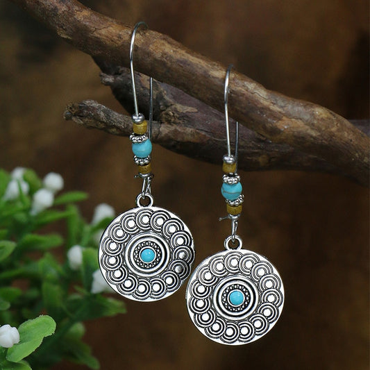Circle Pattern Bohemian Dangle Earrings Fashion Party Girls Pendant Earrings