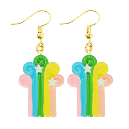 Rainbow Light Star Drop Earrings Women Art Fashion Cartoon Earrings Creative