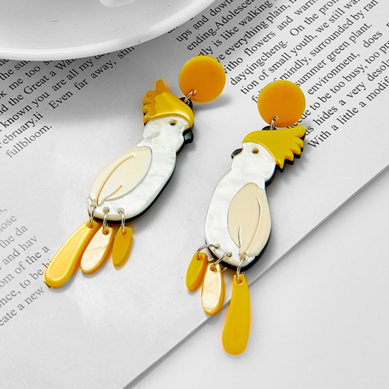 Yellow Parrot Drop Earrings Women Travel Fashion Cartoon Earrings Creative