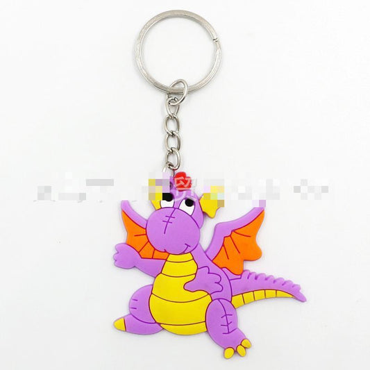 Violet Yellow Baby Dragon Keychain Party Gift Cute Keyring Cartoon DIY Jewelry