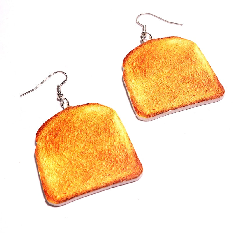 Toast Bread Drop Earrings Women Art Fashion Cartoon Earrings Creative Jewelry