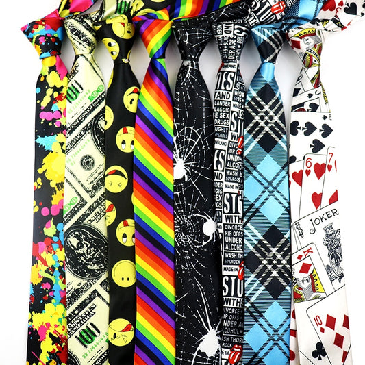 50 Styles Novelty Mens 5cm Polyester Tie Skinny Musical Neckties Piano Notes