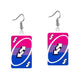 Uno Game Pink Blue Card Drop Earrings Hip Hop Women Party Gift Jewelry Ear