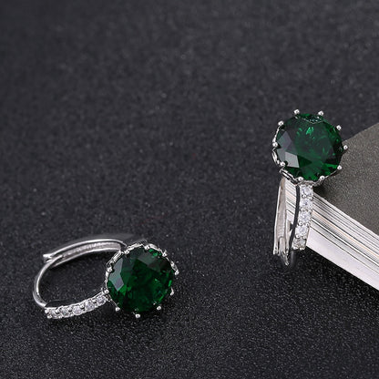 Green Crystal Ear Buckle Ear Studs Earrings Female Fashion Earrings Jewelry