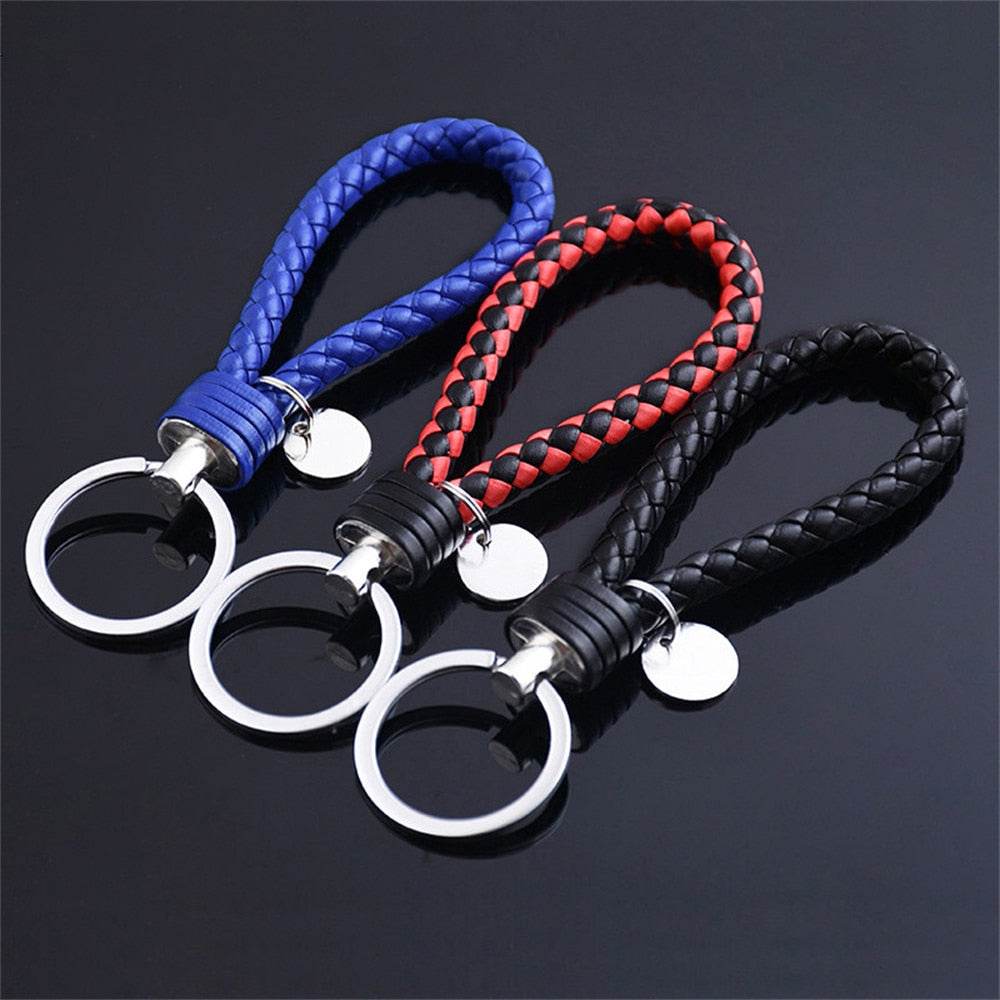 39 Styles PU Leather Braided Woven Rope Keychain DIY Bag Pendant Key Chain