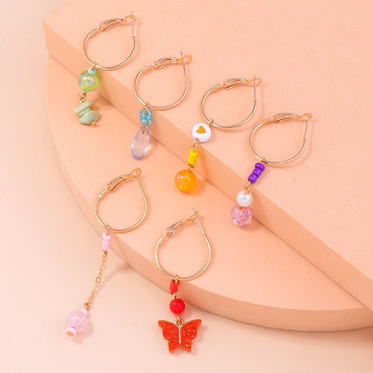 3 Pairs Colorful Beaded Pendant Dangle Earrings for Girls Women Birthday Gift