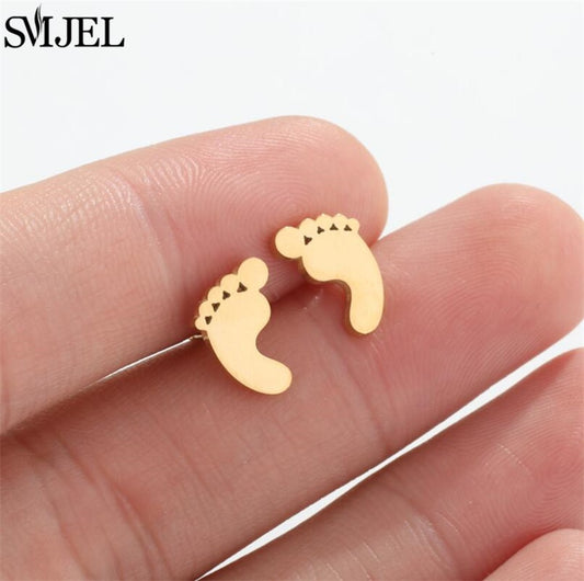 Foot Step Fashion Earrings Minimalist Creative Style Ear Studs Earrings