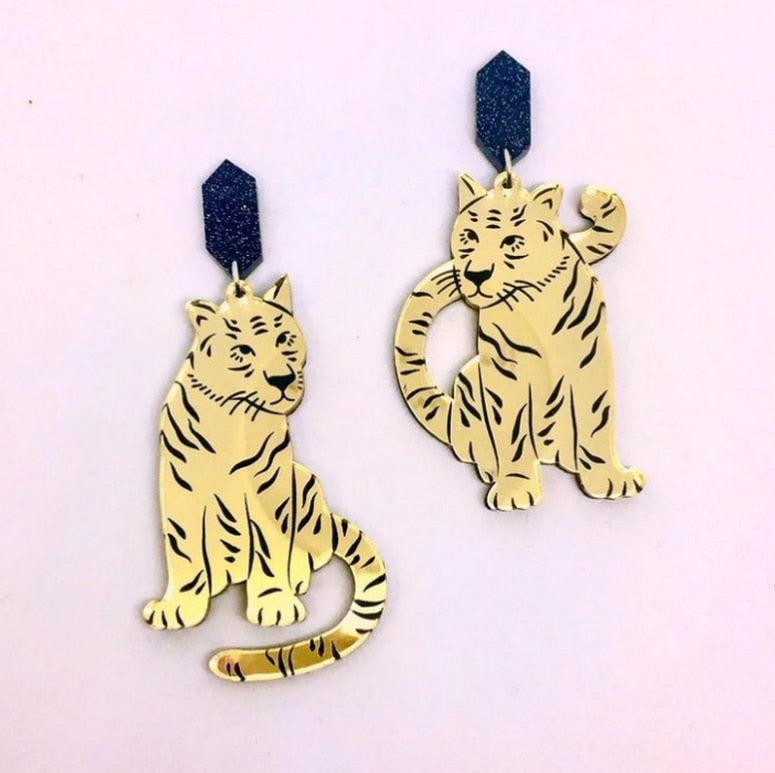 Acrylic Tiger Drop Earrings Women Travel Fashion Cartoon Earrings Creative