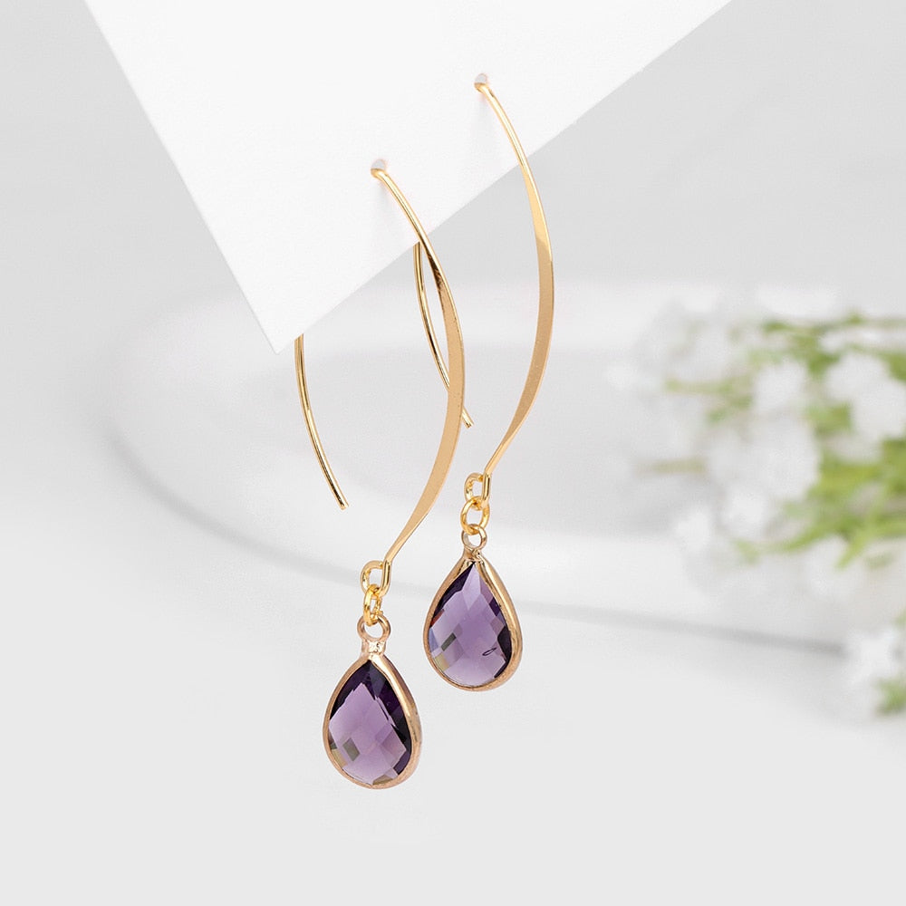 Purple Drop Charm Lady Cute Dangle Earrings for Women Jewelry Girls Earrings
