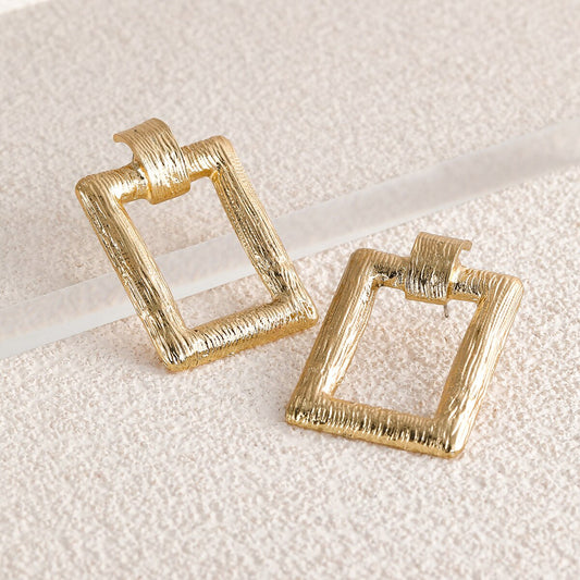 Textured Rectangular Stud Earrings for Fashion Stylish Jewelry Drop Earrings