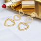 Chain Design Heart Drop Earrings Women Girl Fashion Trendy Jewelry Accessories