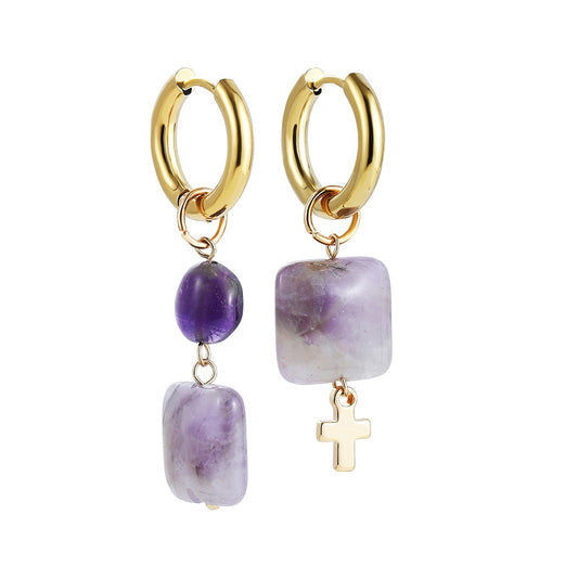 Amethyst Drop Earrings Women Party Bohemian Jewelry Dangle Gifts Earrings