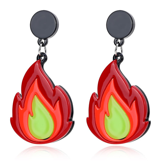 Acrylic Fire Drop Earrings Women Travel Fashion Cartoon Earrings Creative