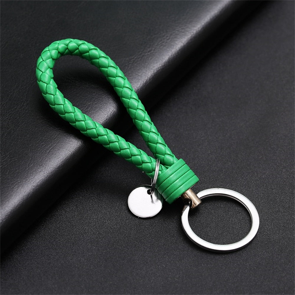 39 Styles PU Leather Braided Woven Rope Keychain DIY Bag Pendant Key Chain