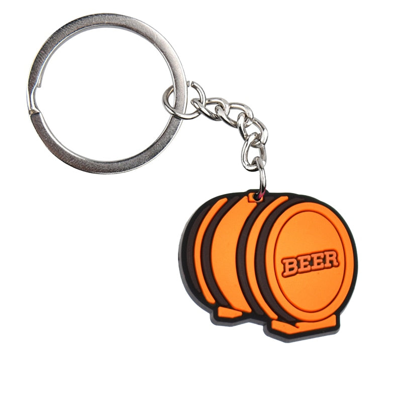 Beer Barrel Keyring Gift for Men Cartoon Keychains Souvenir Jewelry Bag Pendant