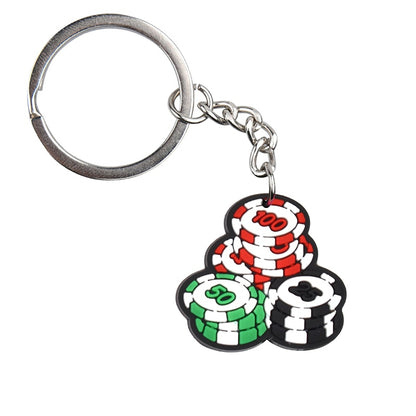 Game Chips Design Soft PVC Key Ring Keychain Pendant Retro Lucky Jackpot