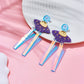 Spaceship Purple Drop Earrings Female Travel Cartoon Earrings Creative Art