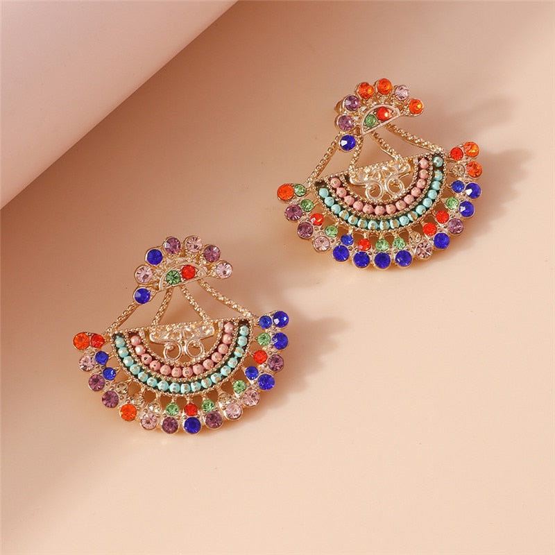 Colorful Fan Shaped Drop Earrings Women Gifts Earring Cute Girls Eardrop Jewelry