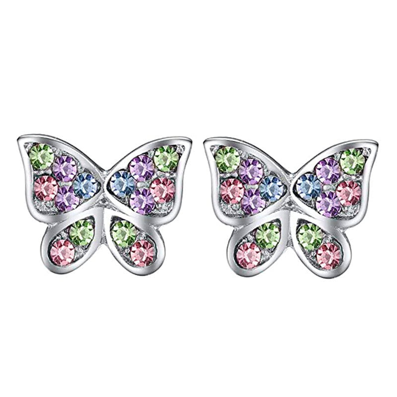 Rhinestone Cartoon Butterfly Fashion Stud Earrings Women Girl Earrings Jewelry