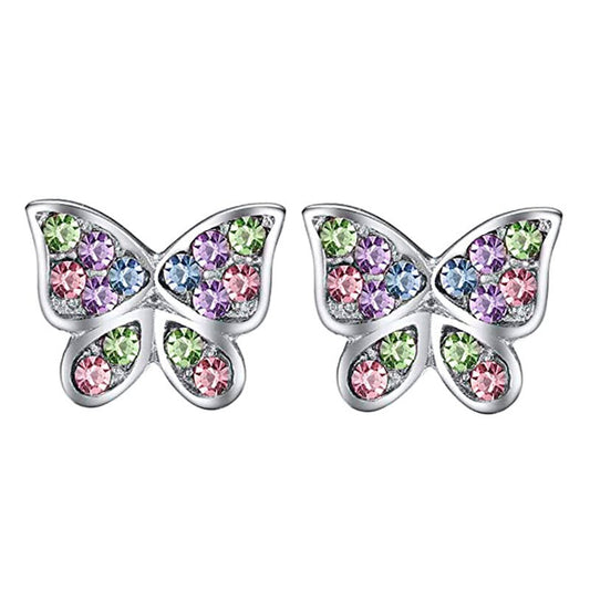 Rhinestone Cartoon Butterfly Fashion Stud Earrings Women Girl Earrings Jewelry