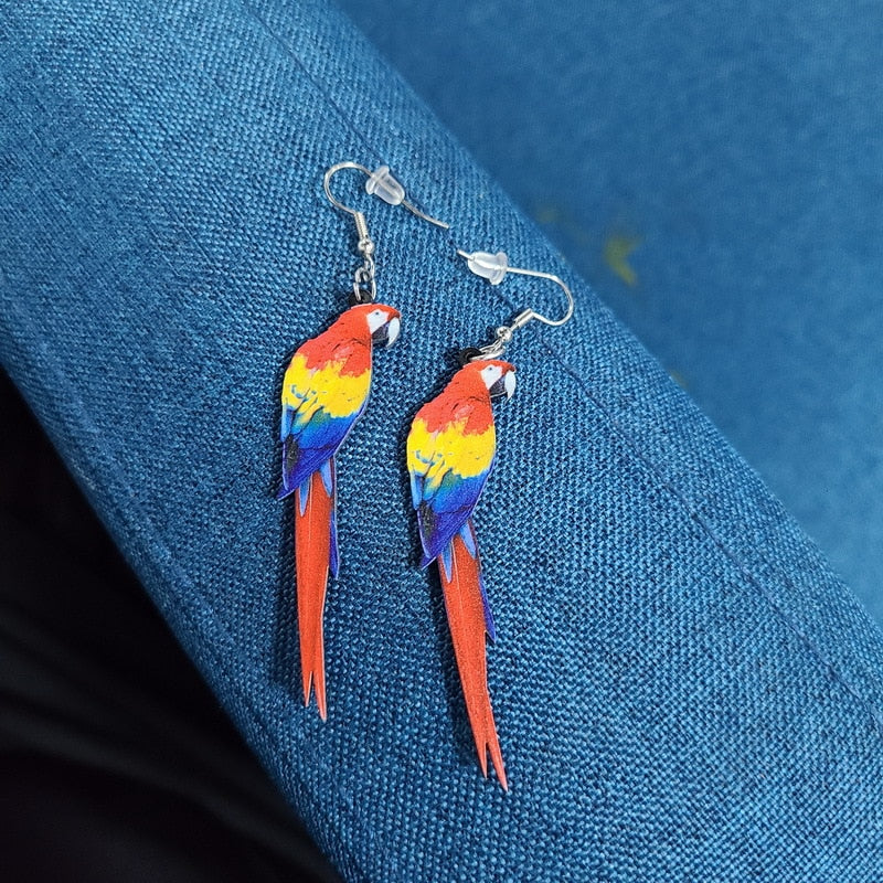 Red Yellow Parrot Drop Earrings Hip Hop Women Party Gift Jewelry Ear Fashion