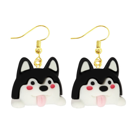 Black and White Doggy Dangle Earrings Women Gifts Earring Cute Girls Eardrop