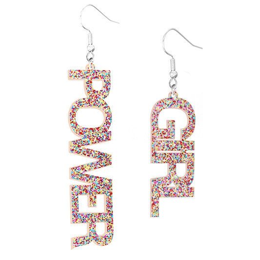 GIRL POWER Letter Drop Earrings Women Fashion Creative Art Cute Stylish Jewelry