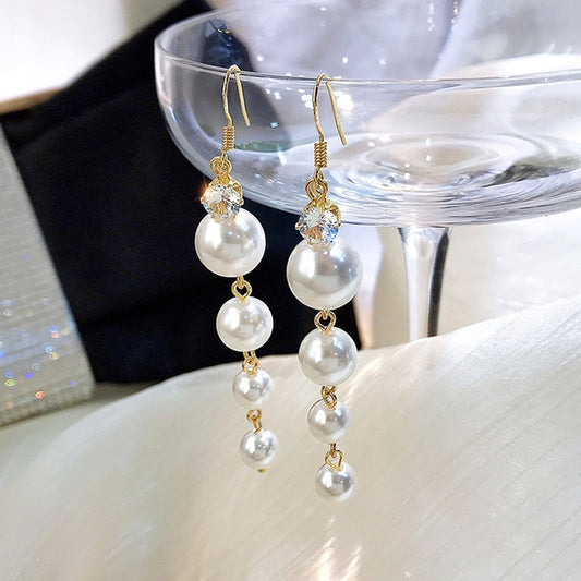 Pearl Tassel Drop Earrings Women Party Wedding Jewelry Dangle Gifts Earrings