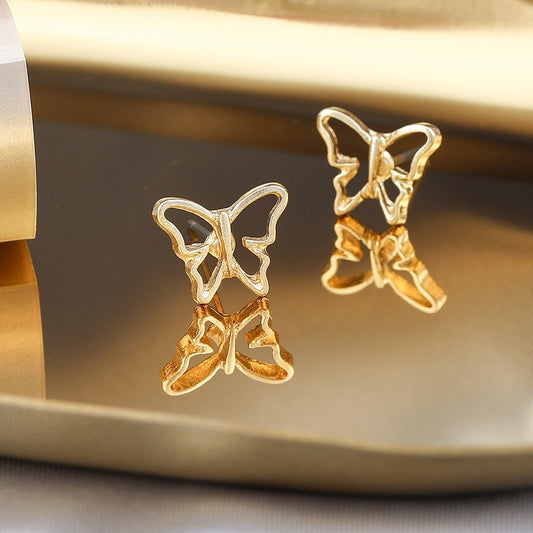 Double Butterfly Design Drop Earrings Women Girl Fashion Trendy Jewelry