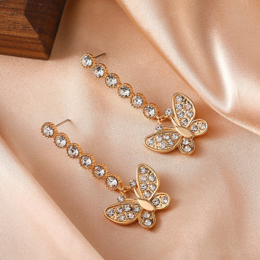Zircon Butterfly Drop Earrings Fashion Women Summer Party Jewelry Girls Gifts