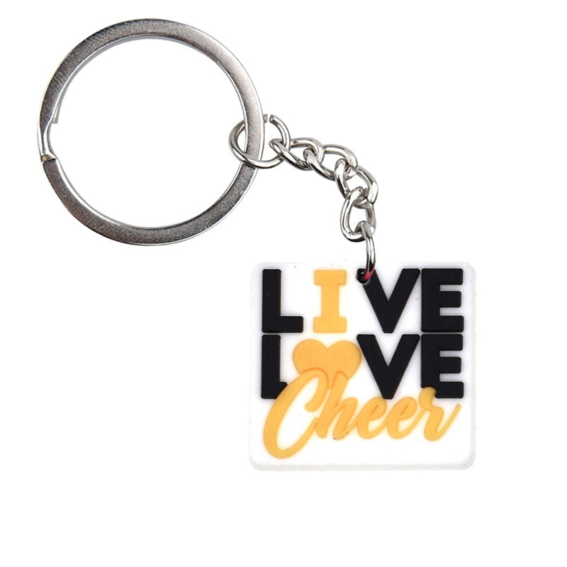 15 Styles Cheerleading Rubber Keychain Cheer Team Charms Keyring Teenager Gift