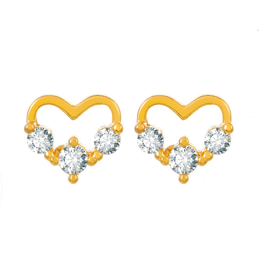 Mini Heart Triple Crystal Stud Earrings Fashion Women Summer Party Jewelry Girls