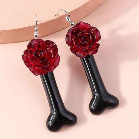 Rose Bone Dangle Earrings Women Charms Earring Fashion Creative Jewelry