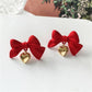 Red Bow Heart Charm Stud Earrings For Women Girl Fashion Modern Jewelry Gift