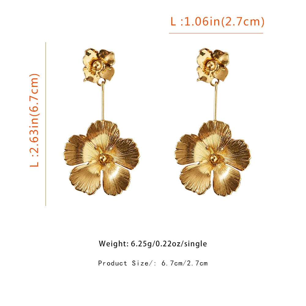 Textured Flower Drop Earrings Women Gifts Earring Cute Girls Eardrop Jewelry