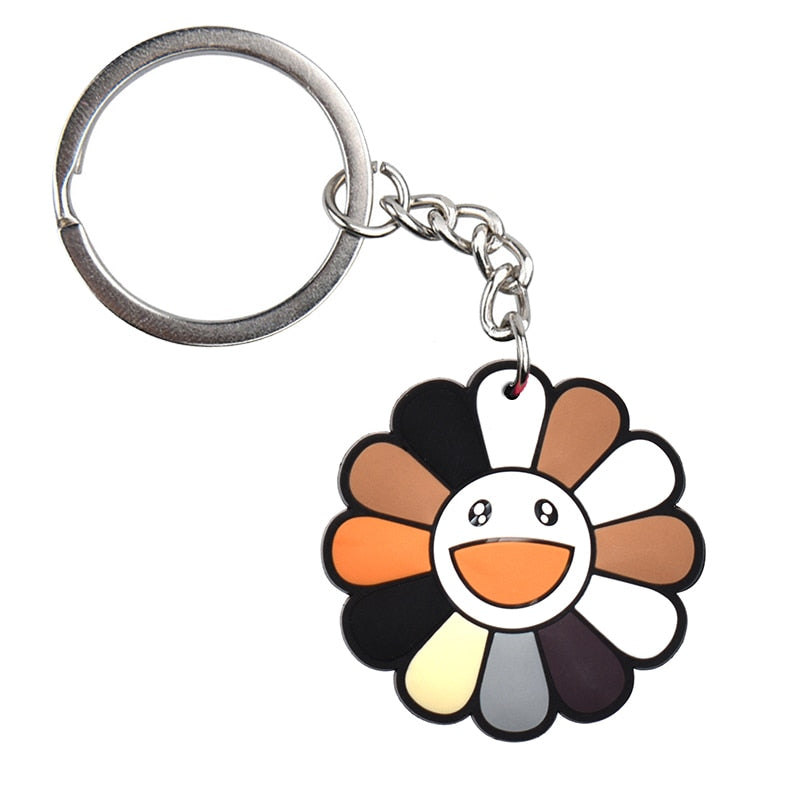 15 Styles PVC Rubber Colorful Cute Flower Sunflower Keychain Fashion Cartoon