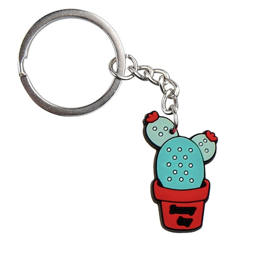 Potted Cactus PVC Keychain Cartoon Creative Gift Key Holder Keyring Anime