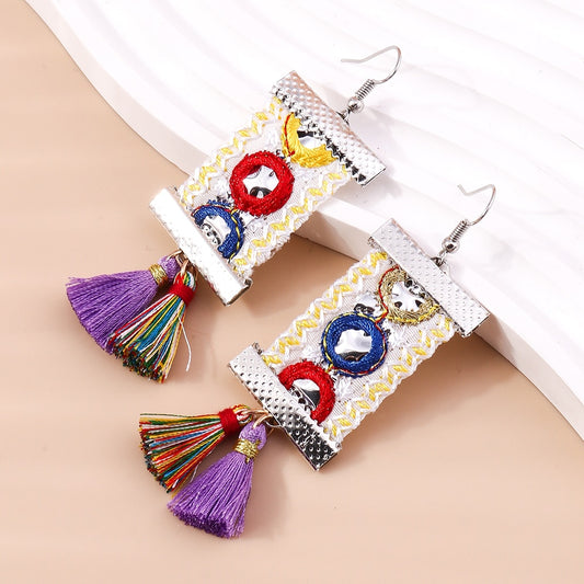Purple Colorful Tassel Drop Earrings Women Charms Earring Fashion Creative
