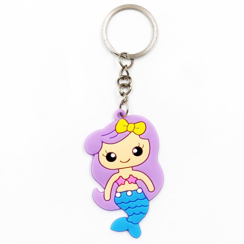 Blue Mermaid Princess Keychain Party Gift Cute Keyring Cartoon DIY Jewelry