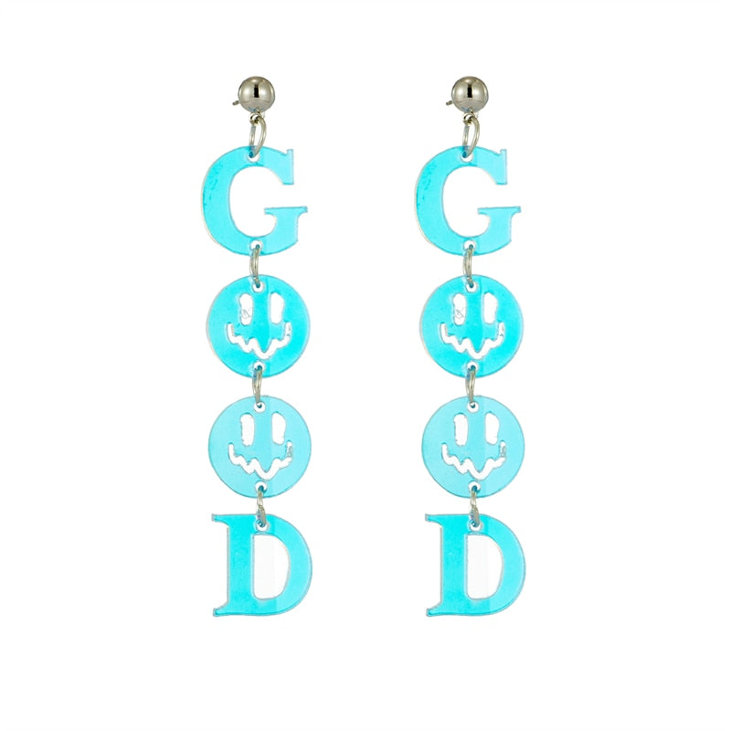 49 Styles Acrylic Symbol Letter Drop Earrings Women Travel Fashion Cartoon