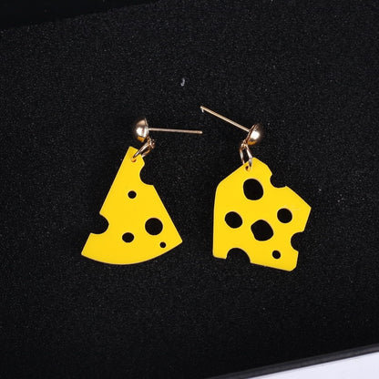 Cheese Slice Acrylic Drop Earrings Women Travel Fashion Cartoon Earrings