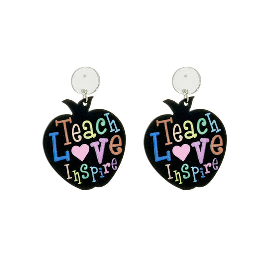 Teach Love Inspire Drop Earrings Women Travel Fashion Cartoon Earrings Creative