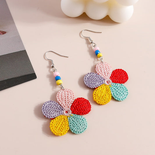 Multicolor Knitted Flower Drop Earrings Women Charms Earring Fashion Creative