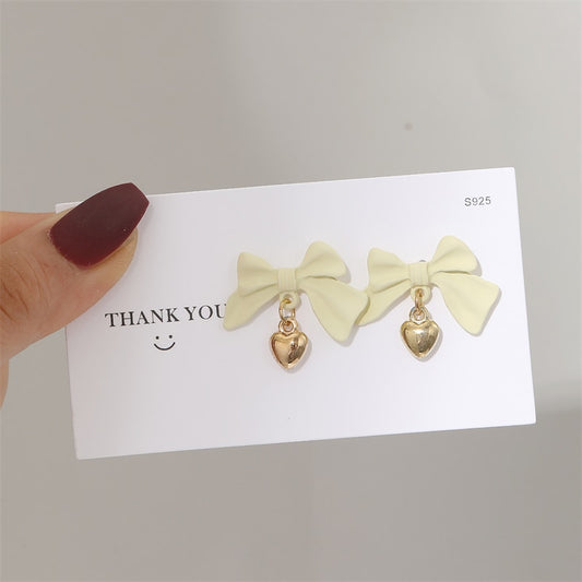 Ivory Bow Stud Earrings Women Hollow Earring Jewelry Accessories