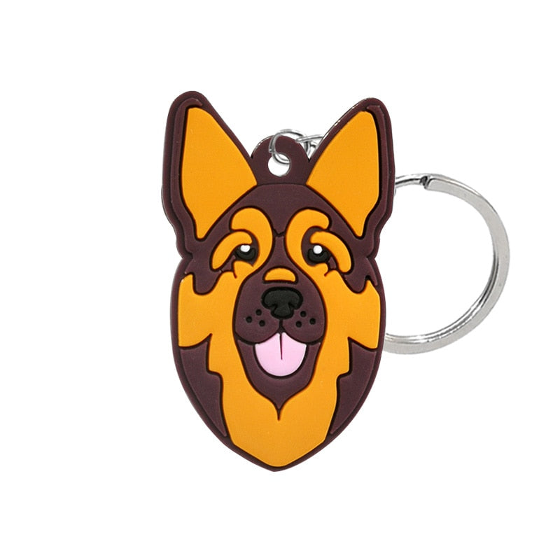 German Shepherd Design Dog Keyring Cute Cartoon Style Keychains Bag Car Pendant
