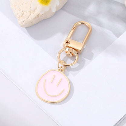 7 Styles Round Smile Face Keychain Key Ring For Women Gift Fashion Cartoon Bag