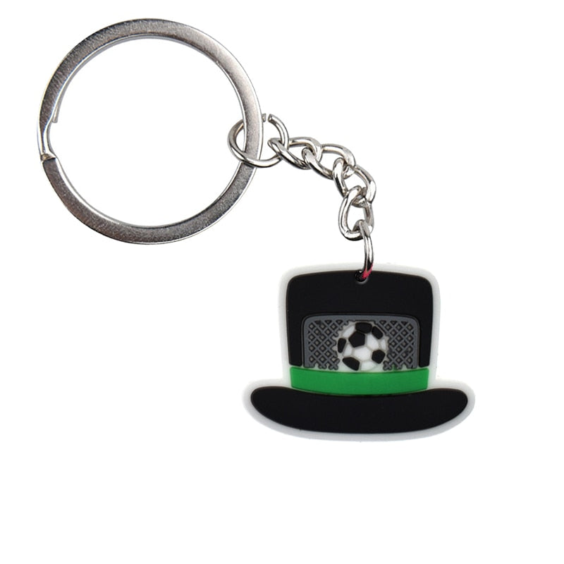 Football Hat Soccer PVC Keychain Party Gift Cute Keyring Cartoon DIY Jewelry